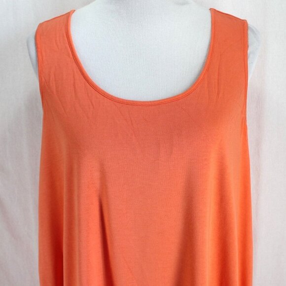 Linea Louis Dell Olio Mixed Media Swing Tank Top Womens Sz L Orange Chiffon Trim - Picture 2 of 7